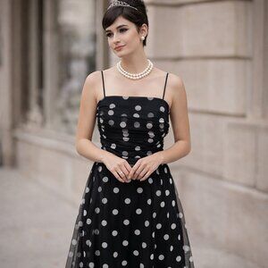 Eliza J New York Y2K Vtg Womens Polka Dot Dress Tulle Size 12 Made USA Retro